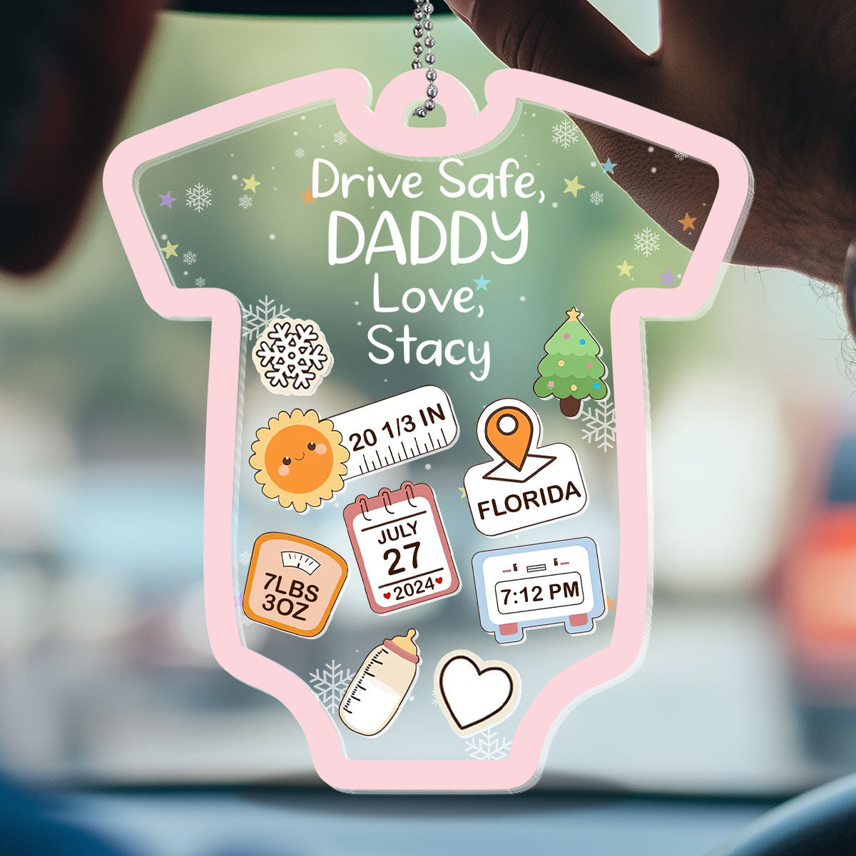 Drive Safe I Love You Baby - Personalized Car Shaker Ornament