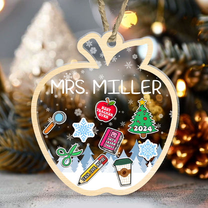 Teacher 2024 Christmas - Personalized 3 Layered Christmas Shaker Ornament FCCSOLEHA2481M