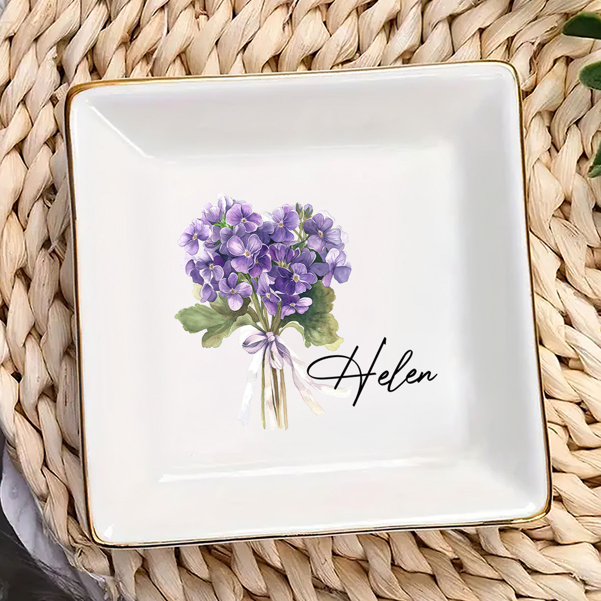 Birth Month Flower Bouquets - Personalized Jewelry Dish