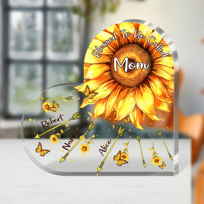 Blessed To Be Called Grandma Sunflower - Personalized Custom Shaped Squared Acrylic Plaque