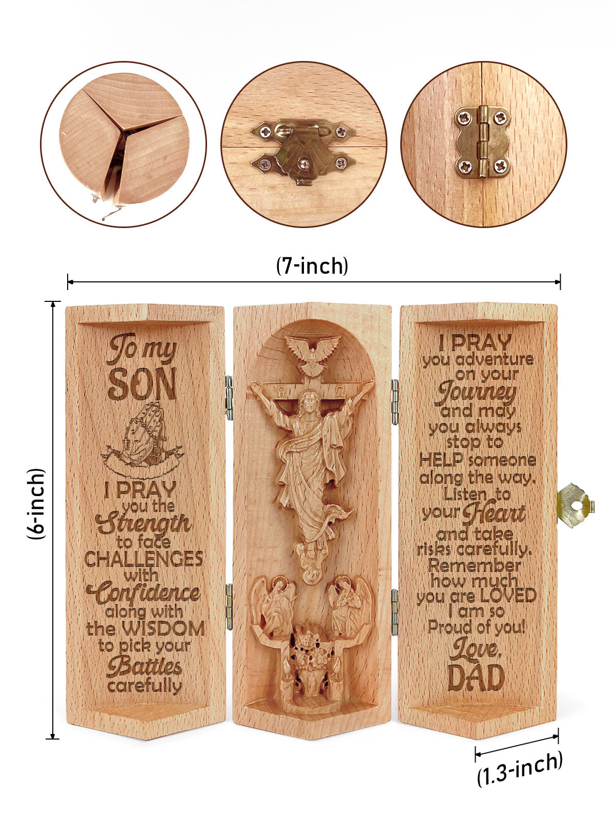To My Son/Daughter - Personalized Openable Wooden Cylinder Sculpture of Jesus Christ