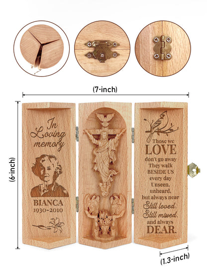 In Loving Memory - Personalized Openable Wooden Cylinder Sculpture of Jesus Christ CVSH04