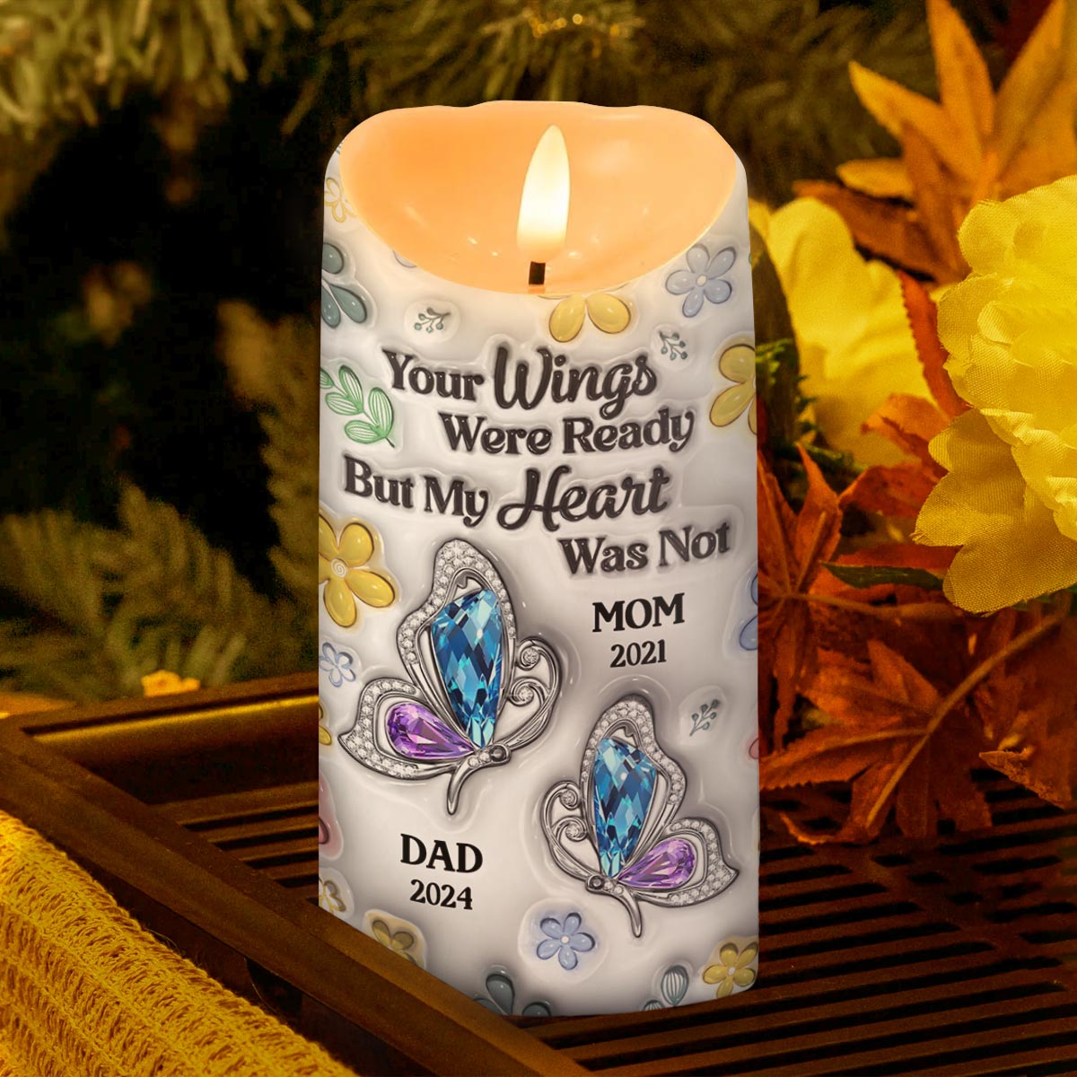 Your Wings Were Ready But My Heart Was Not - Personalized Flameless LED Candle