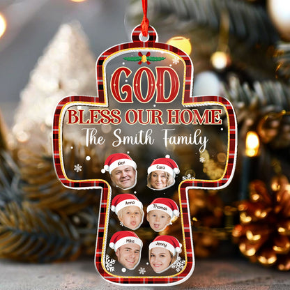 God Bless Our Home - Personalized 3 Layered Christmas Shaker Ornament