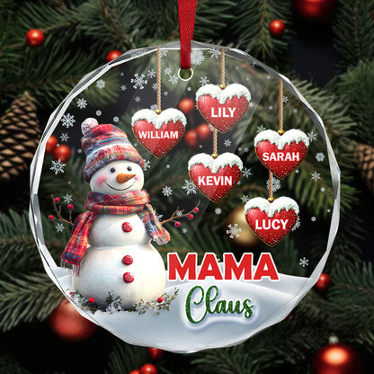 Christmas Snowman Mom Grandma - Personalized Custom Glass Ornament FCURGOPLEHA2733D