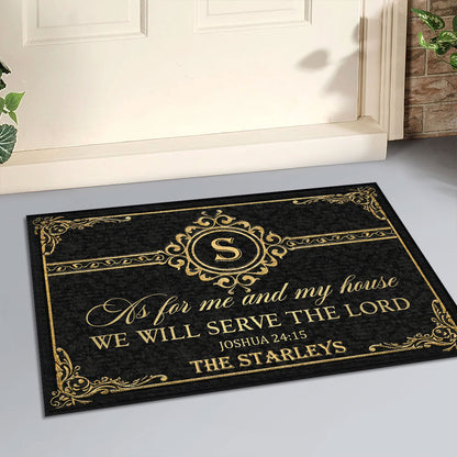 As For Me And My House We Will Serve The Lord - Personalized Doormat
