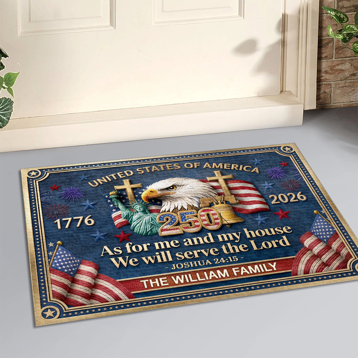 As For Me And My House We Will Serve The Lord - Personalized Doormat