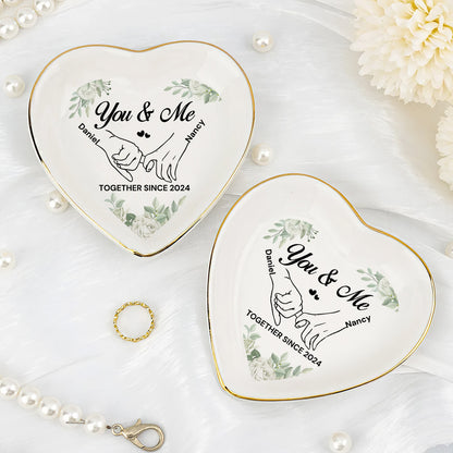 You & Me Together Gift For Wife, Girl Friend - Personalized Heart Shaped Jewelry Dish FCSHSCRDLETN2603L