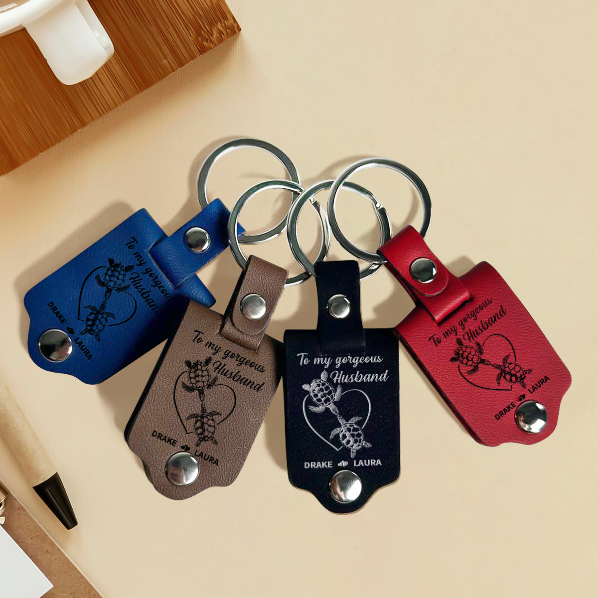 Meeting You Was Fate - Personalized Leather Photo Keychain