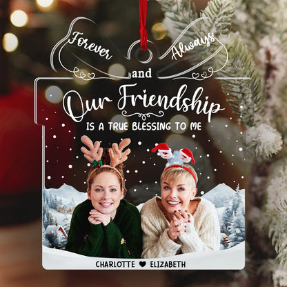 Our Friendship Is A True Blessing To Me - Personalized 1-Side Acrylic Ornament FCACOLETN2800L