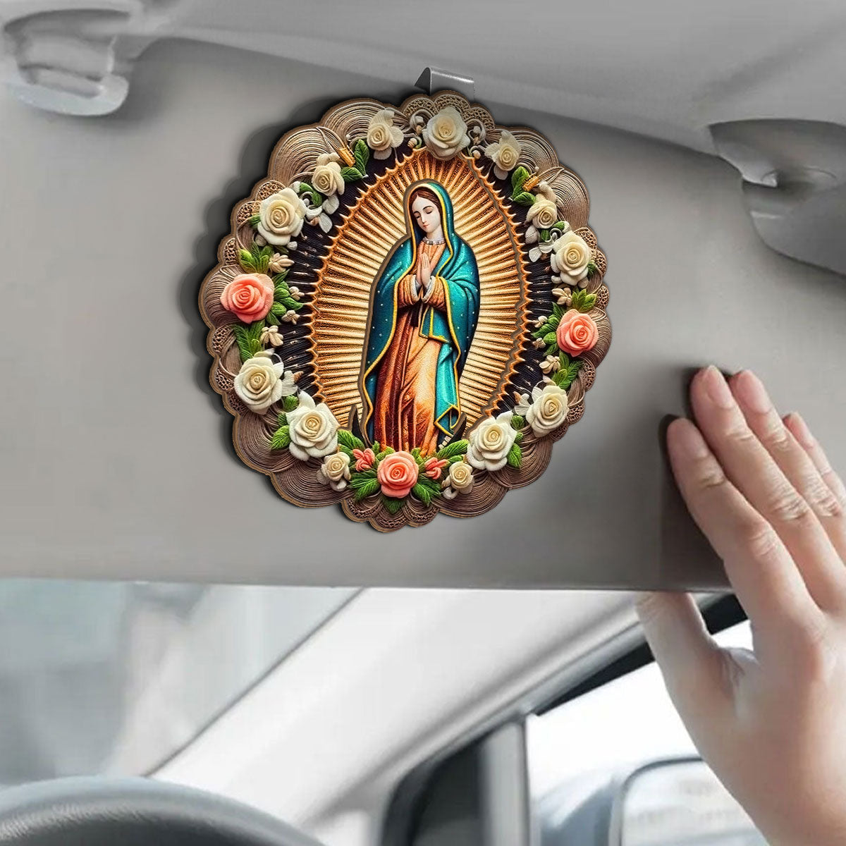 The Virgin Mary Retro Style - Car Visor Clip