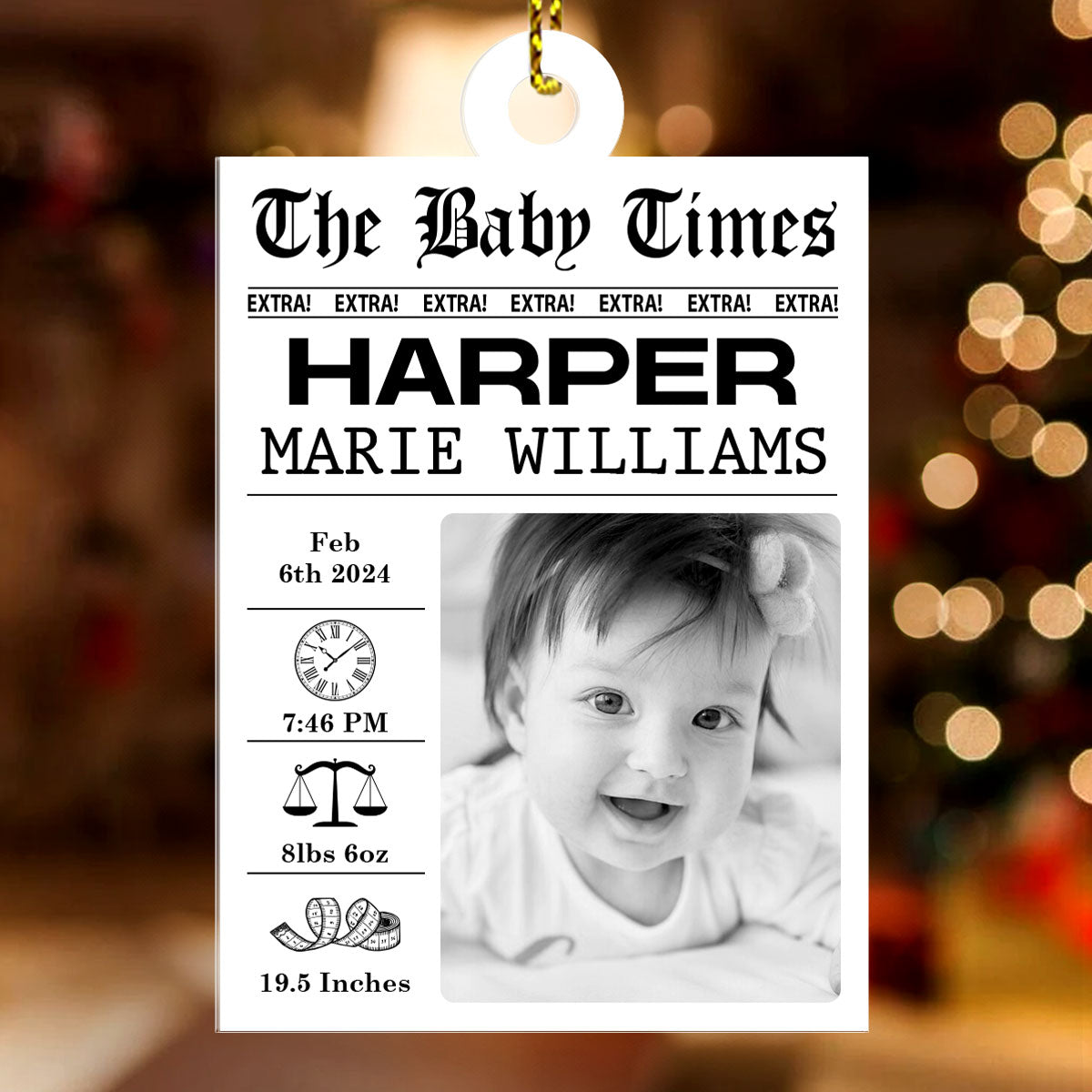 The Baby Times - Personalized 1-Side Acrylic Ornament