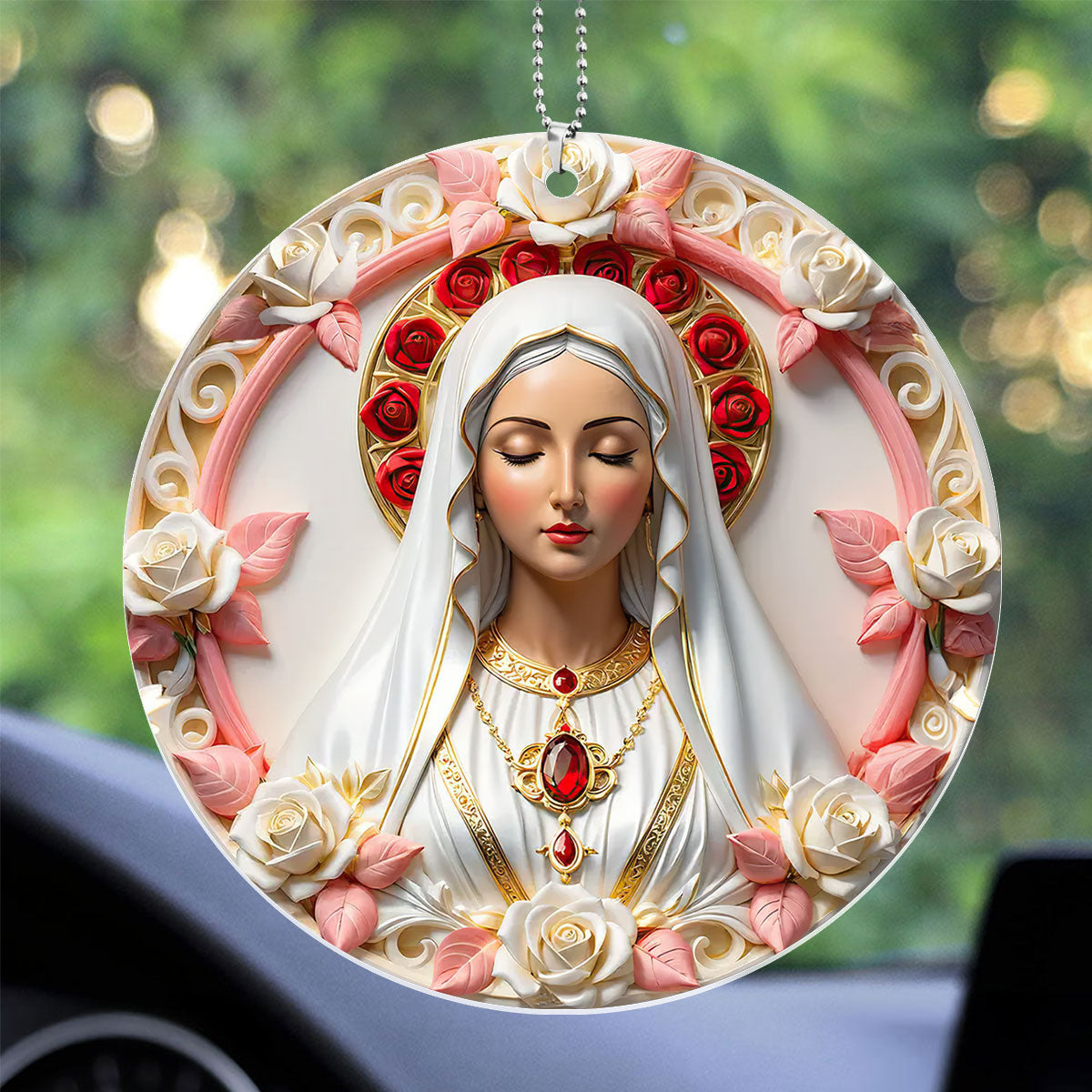 Virgin Mary - Personalized 1-Side Car Acrylic Hanging Ornament