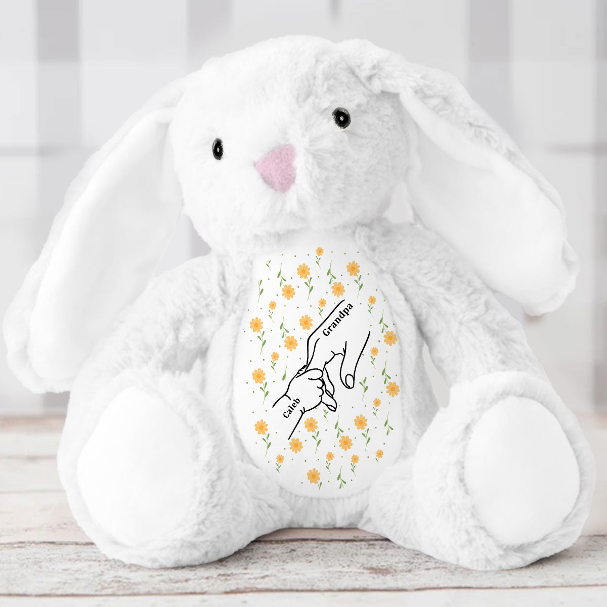 My Dearest Holding My Hand - Personalized Stuffed Bunny