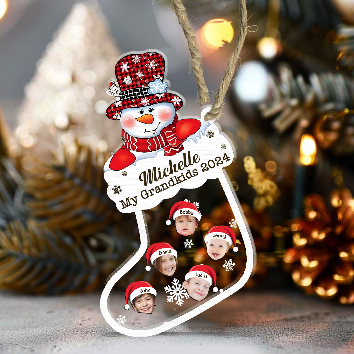 Grandkids - Personalized 3 Layered Christmas Shaker Ornament FCCSOLETN2529L