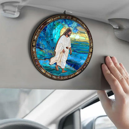 Jesus Walks On Water - Car Visor Clip