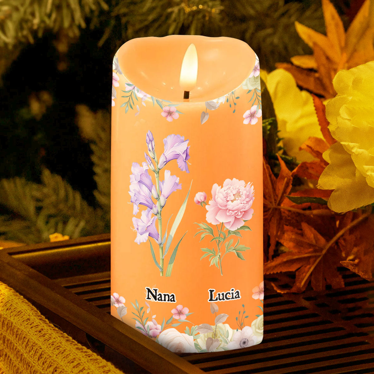 My Granddaughter Are Special To Me Birth Flower - Personalized Flameless LED Candle