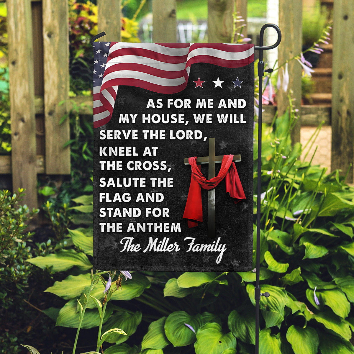 As For Me And My House We Will Serve The Lord - Personalized Garden Flag