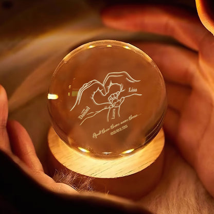And Then There Were Three First Mom, First Dad - Personalized Crystal Ball Night Light