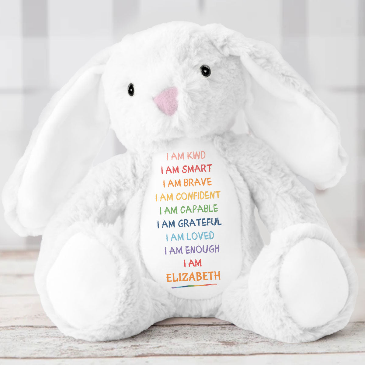 I'm Kind Smart Loved - Personalized Stuffed Bunny