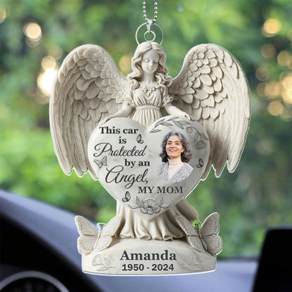 Protected By An Angel - Personalized 1-Side Car Acrylic Hanging Ornament