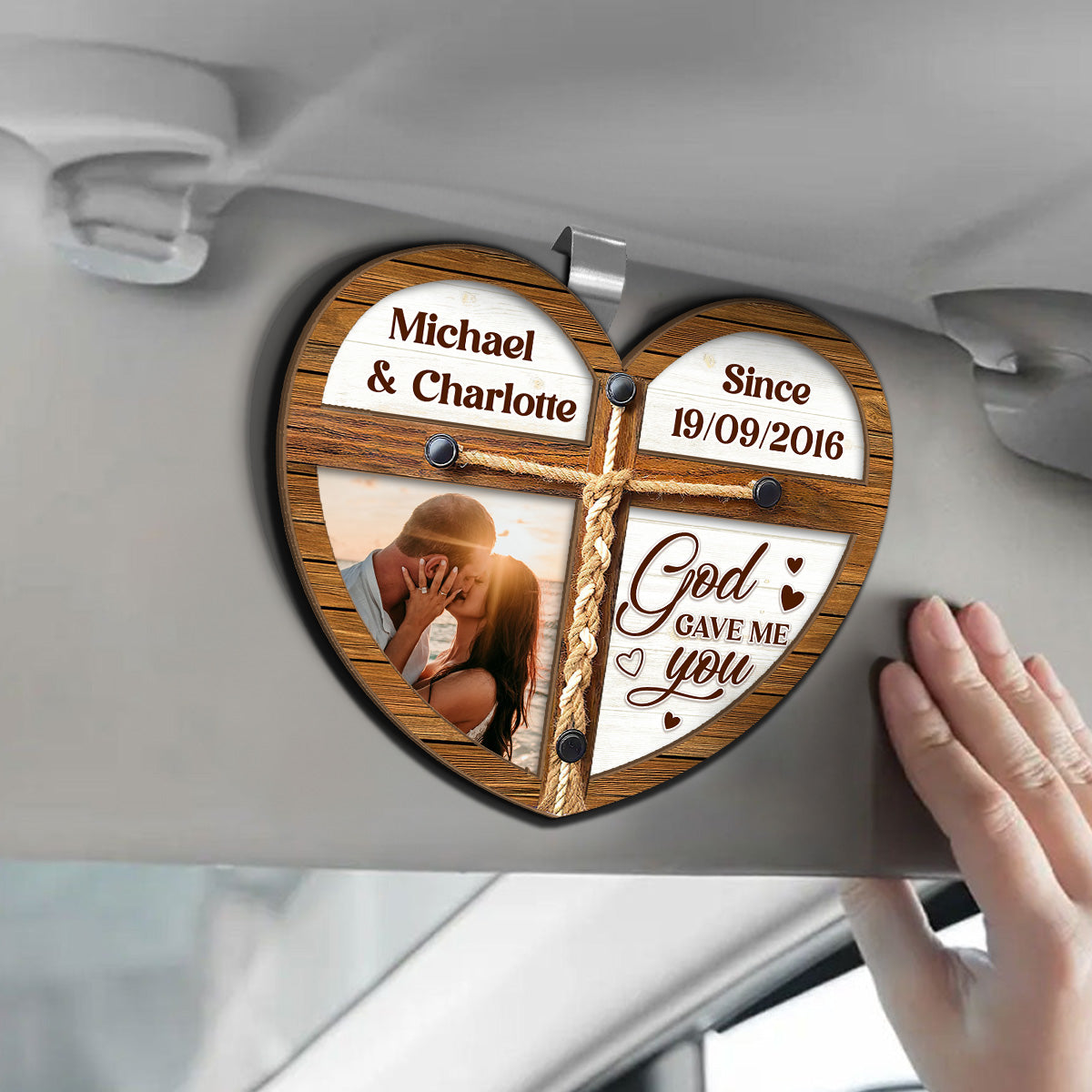 God Gave Me You - Personalized Car Visor Clip