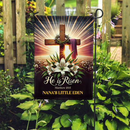 He Is Risen - Personalized Garden Flag