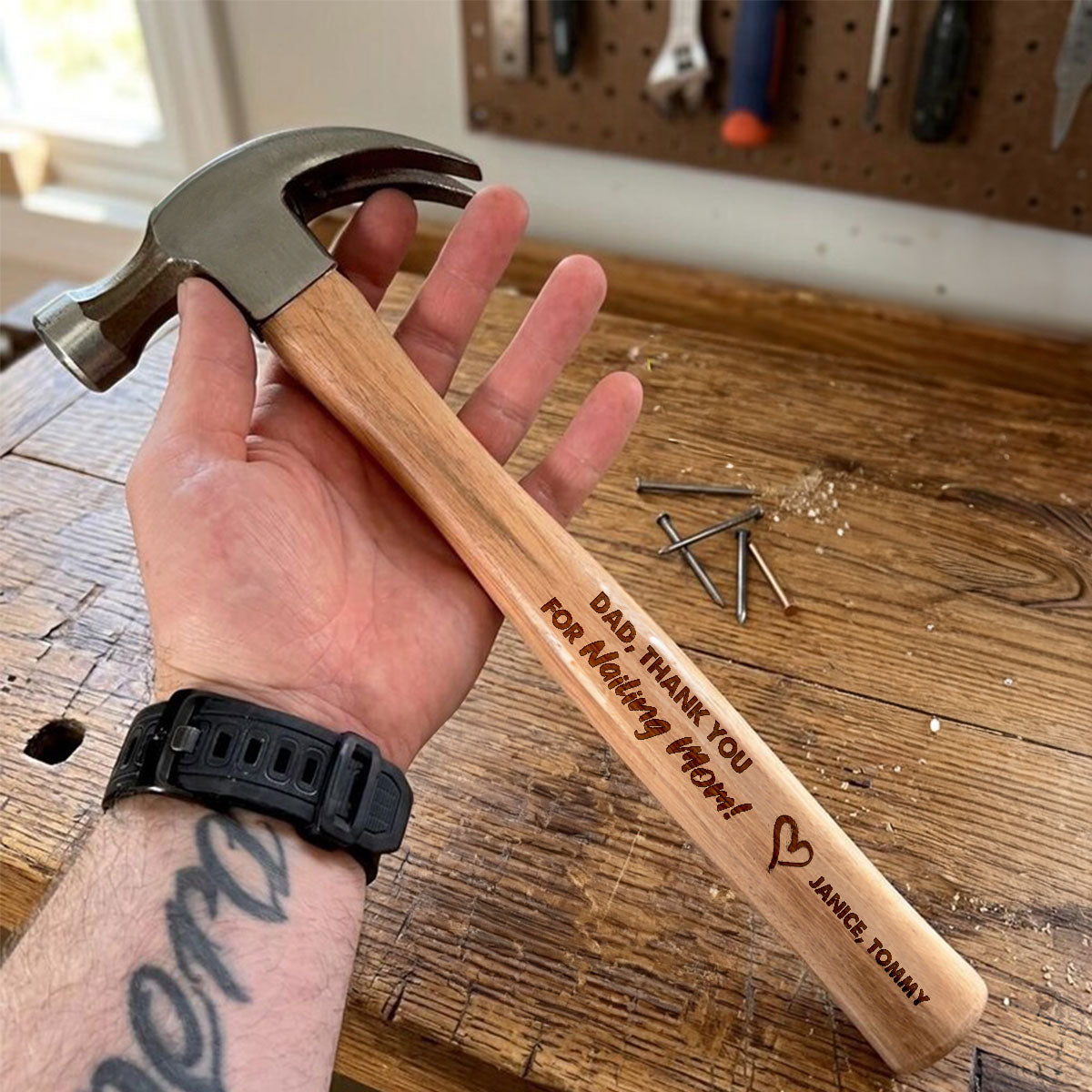 Thanks Dad For Nailing Mom - Personalized Wooden Hammer