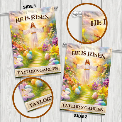 Risen Savior Christian Easter - Personalized Garden Flag