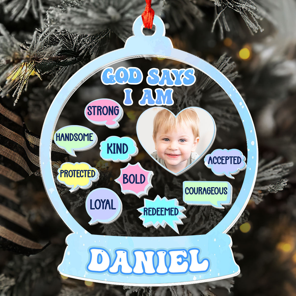 God Says I Am Kid - Personalized 3 Layered Christmas Shaker Ornament