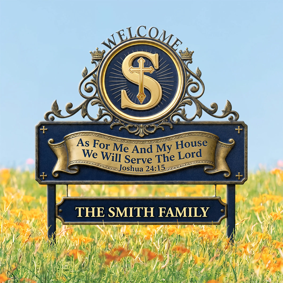 As For Me And My House We Will Serve The Lord - Personalized Metal Garden Stake