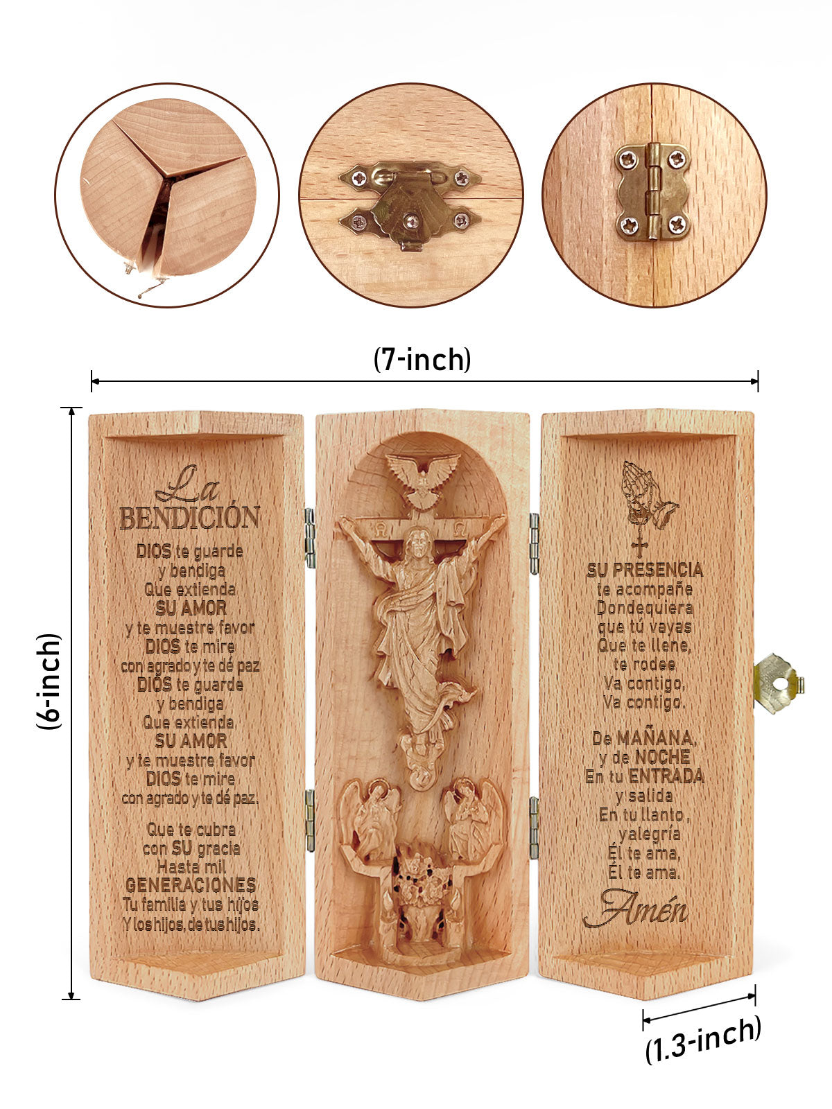 La Bendición - Openable Wooden Cylinder Sculpture of Jesus Christ