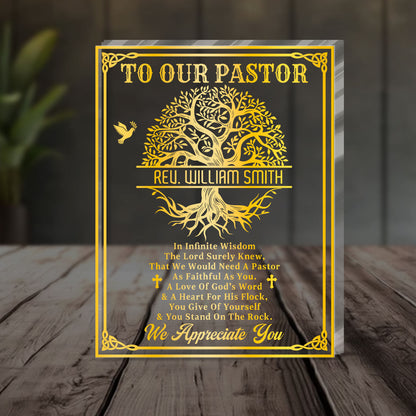 Faithful Servant Pastor - Personalized Custom Shaped Squared Acrylic Plaque