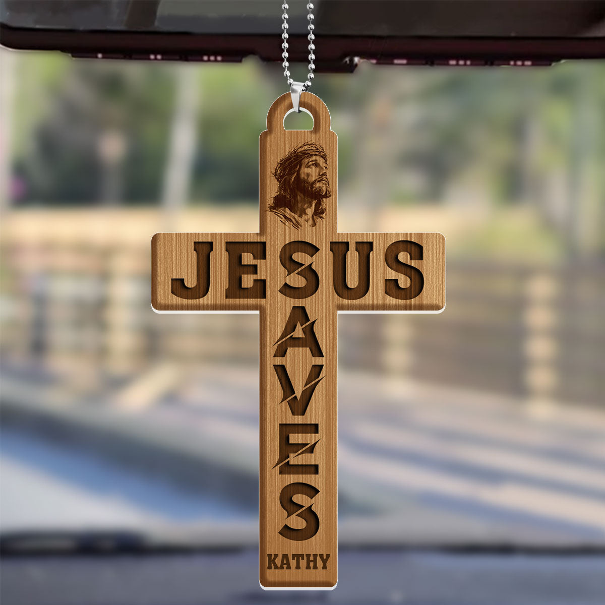 Jesus Saves Me - Personalized 1-Side Car Acrylic Hanging Ornament