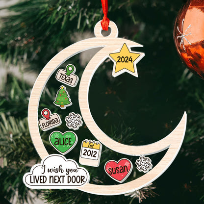 I Wish You Lived Next Door Besties - Personalized 3 Layered Christmas Shaker Ornament