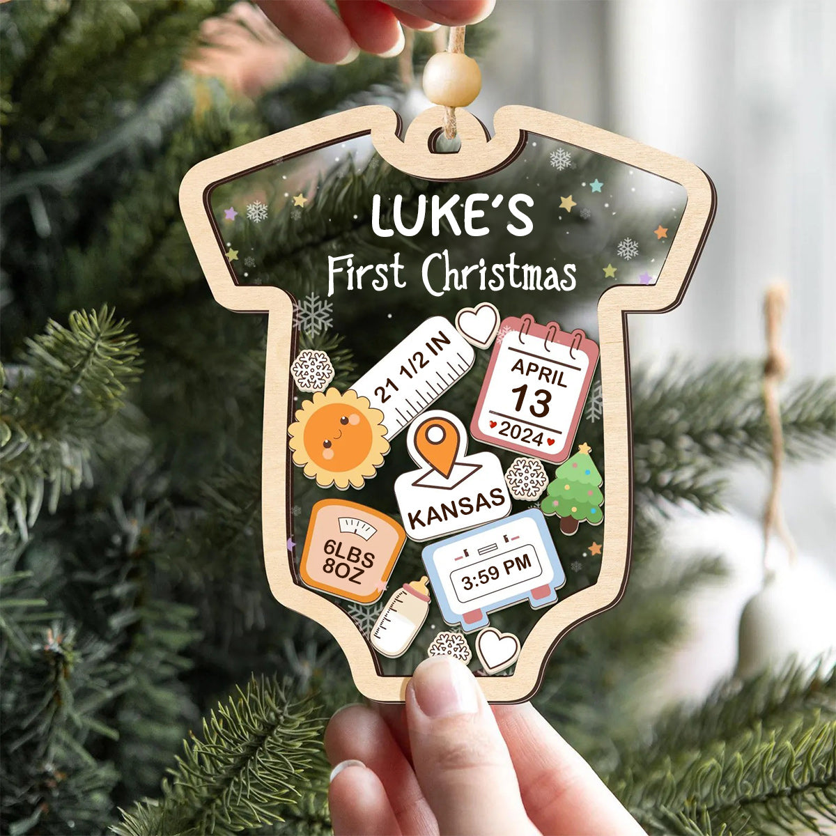 Baby 1st Christmas - Personalized 3 Layered Christmas Shaker Ornament FCCSOLEHA2160L