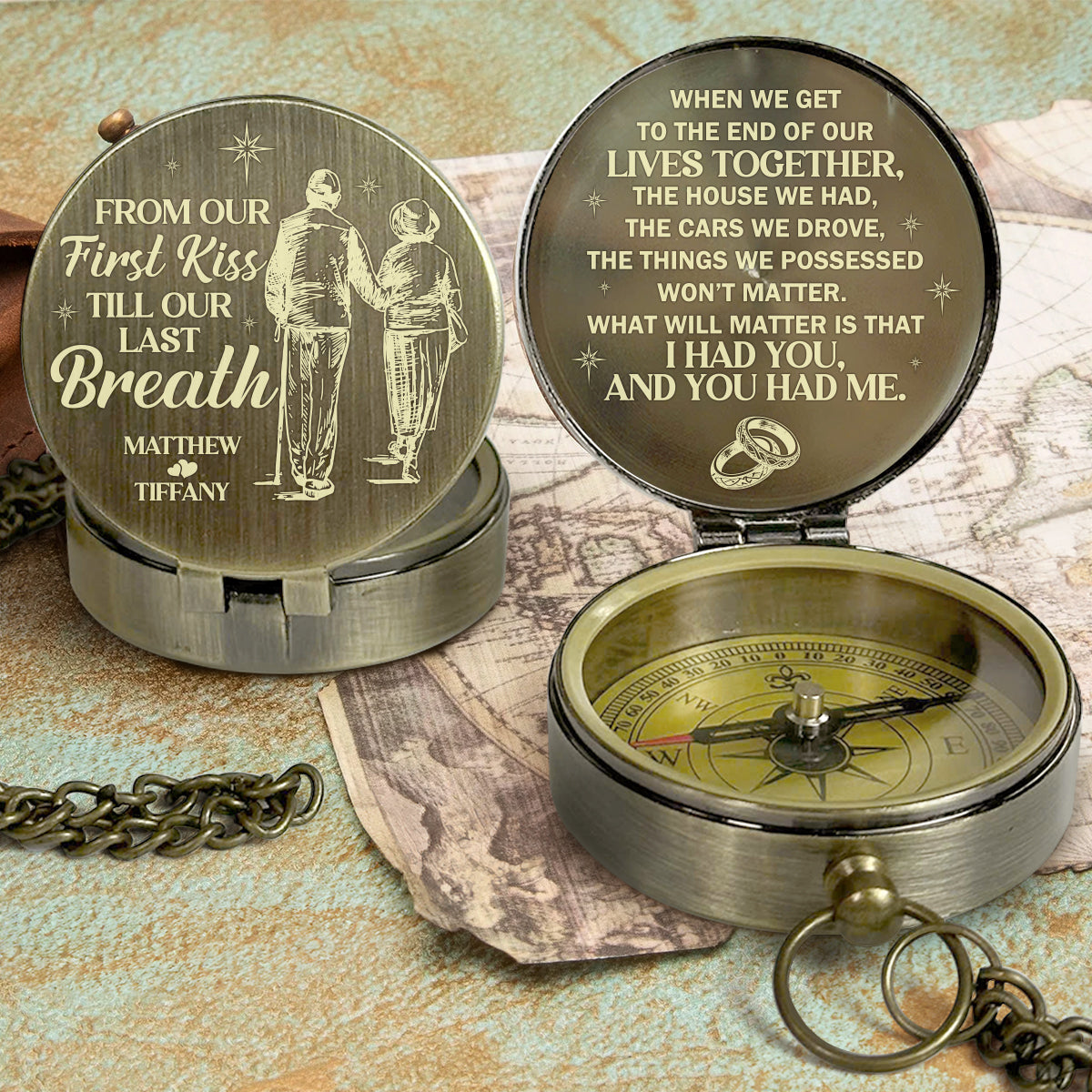 From Our First Kiss Till Our Last Breath - Personalized Compass