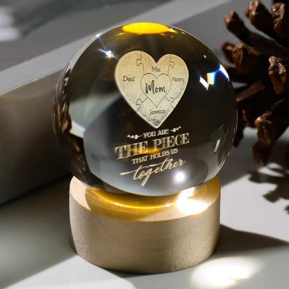 Mom Puzzle Piece - Personalized Crystal Ball Night Light
