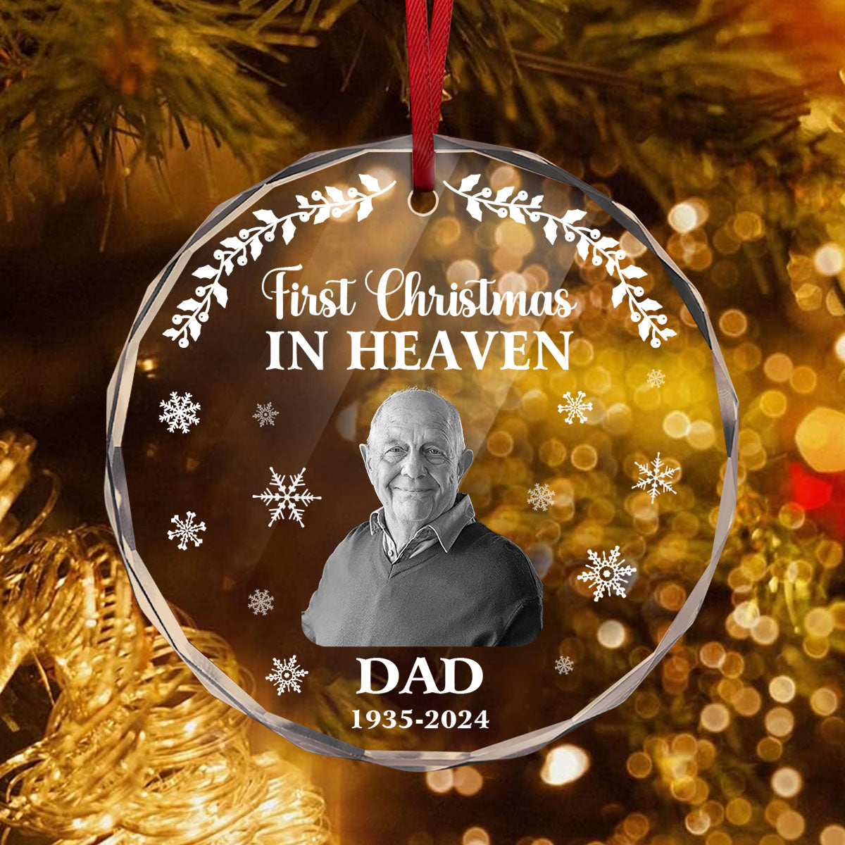 First Christmas In Heaven - Personalized Custom Glass Ornament FCURGOPLEHA2180L