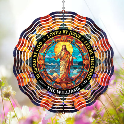 Blessed By God Loved By Jesus - Personalized Wind Spinners FCWISPLEHA1837M