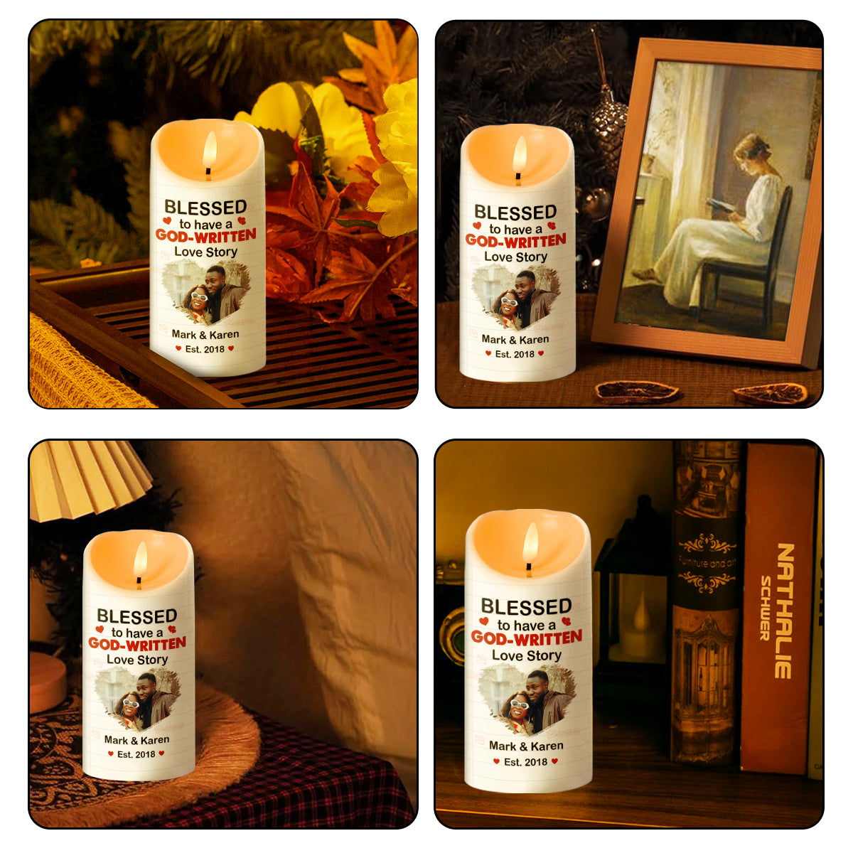 Blessed To Have A God-Written Love Story - Personalized Flameless LED Candle