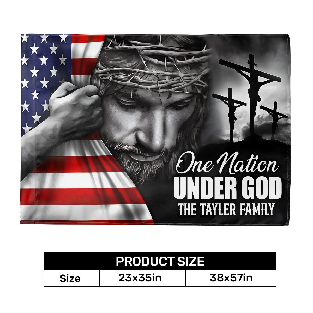 One Nation Under God - Personalized House Flag