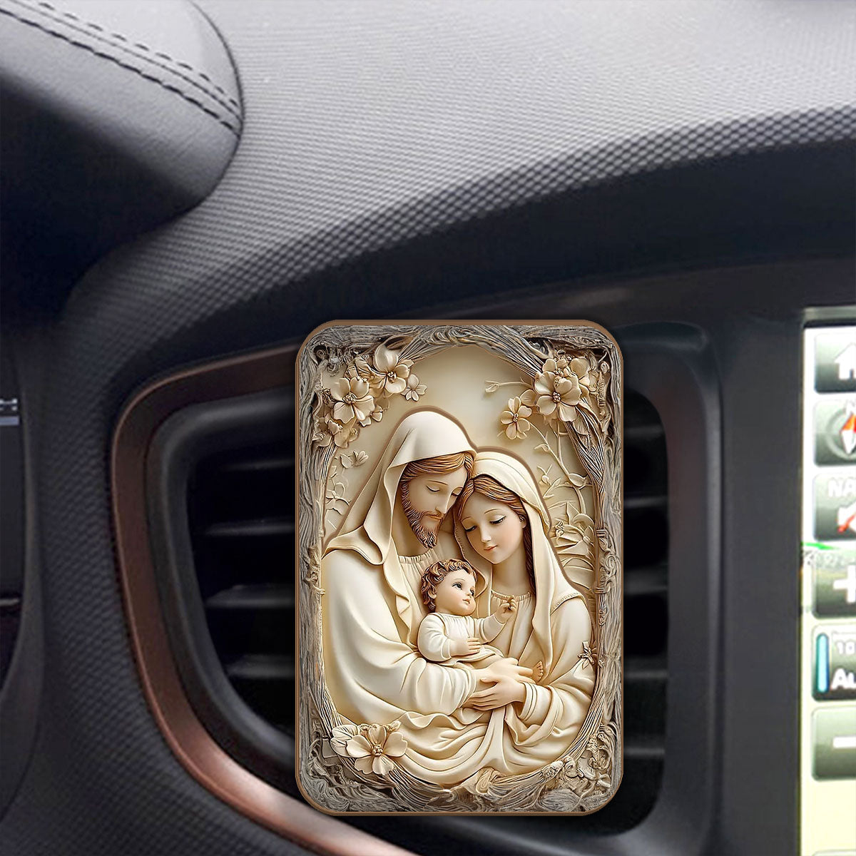 Vintage Inspired Holy Family - Car Visor Clip