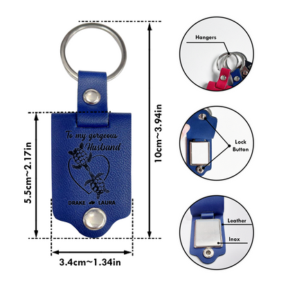 Meeting You Was Fate - Personalized Leather Photo Keychain