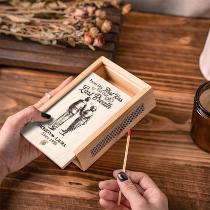 From Our First Kiss Till Our Last Breath - Personalized Wooden Matchbox