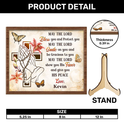 May The Lord Bless You - Personalized 2-Layered Wooden Plaque