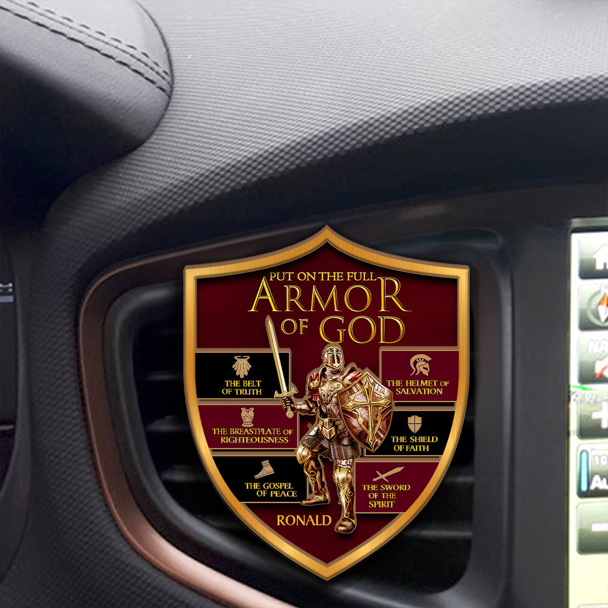 The Gospel Of Peace Put On The Full Armor Of God - Personalized Car Visor Clip FCCVCLETN2101L