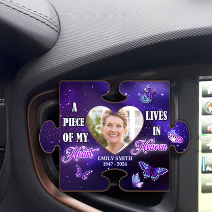 A Piece Of My Heart Lives In Heaven - Personalized Car Visor Clip FCCVCLEHA2028TA