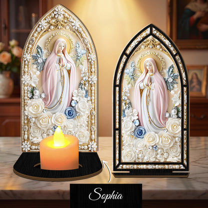Blessed Mary Prayer Gift - Personalized Candle Holder
