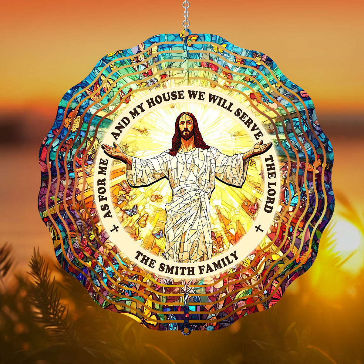 As For Me And My House We Will Serve The Lord - Personalized Wind Spinners